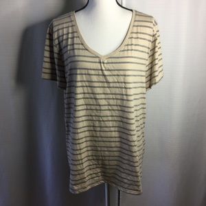 DEREK HEART Tan/Black Striped Top Tee Size 3X